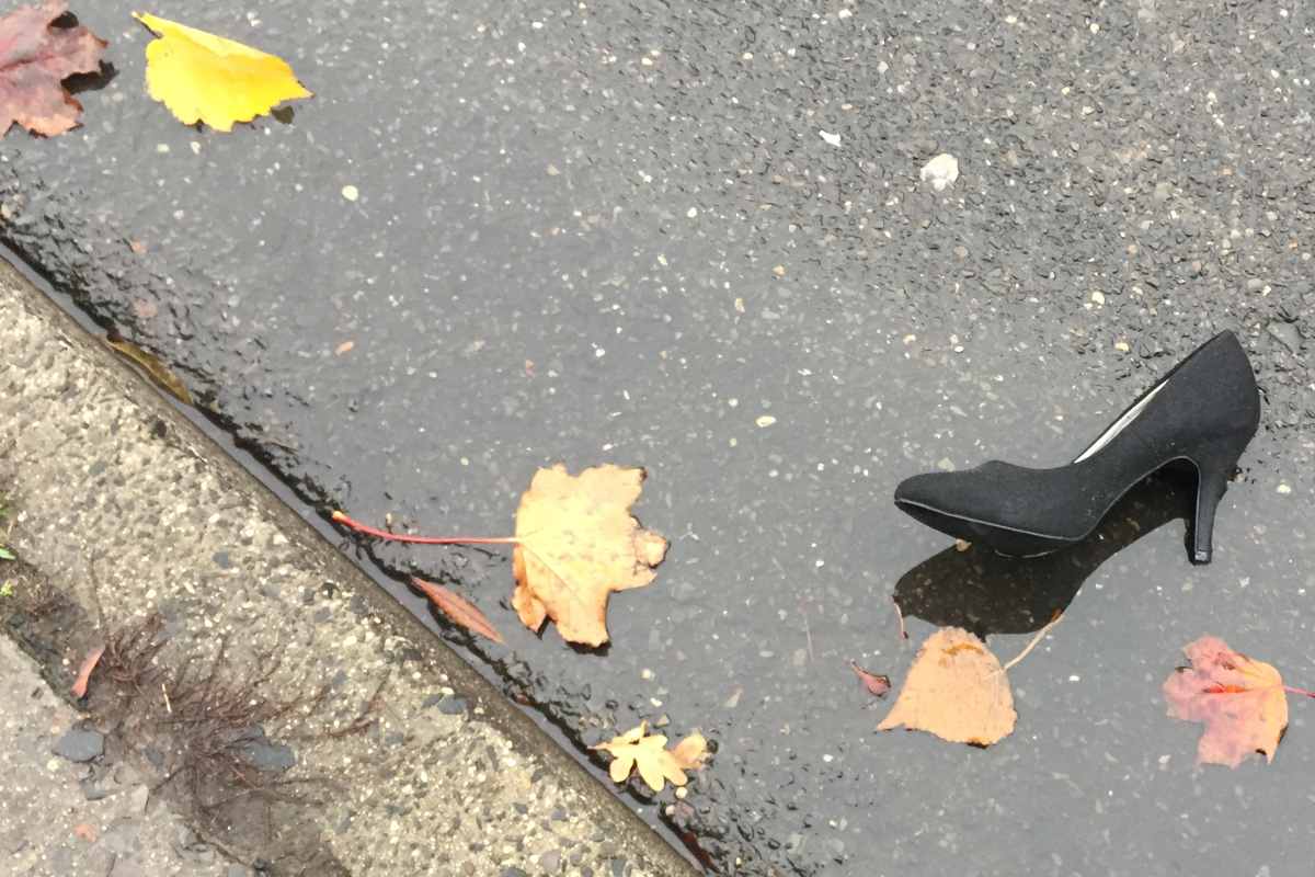 Frauenschuh Frauenschuh liegt in einerPfütze