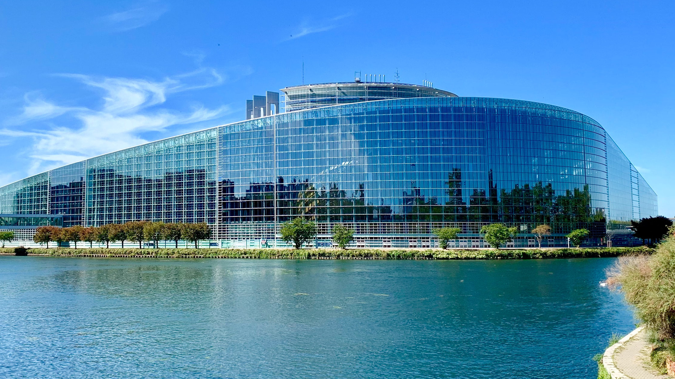 Bild von der Rückseite des Europäisches Parlaments, Glasfassade
