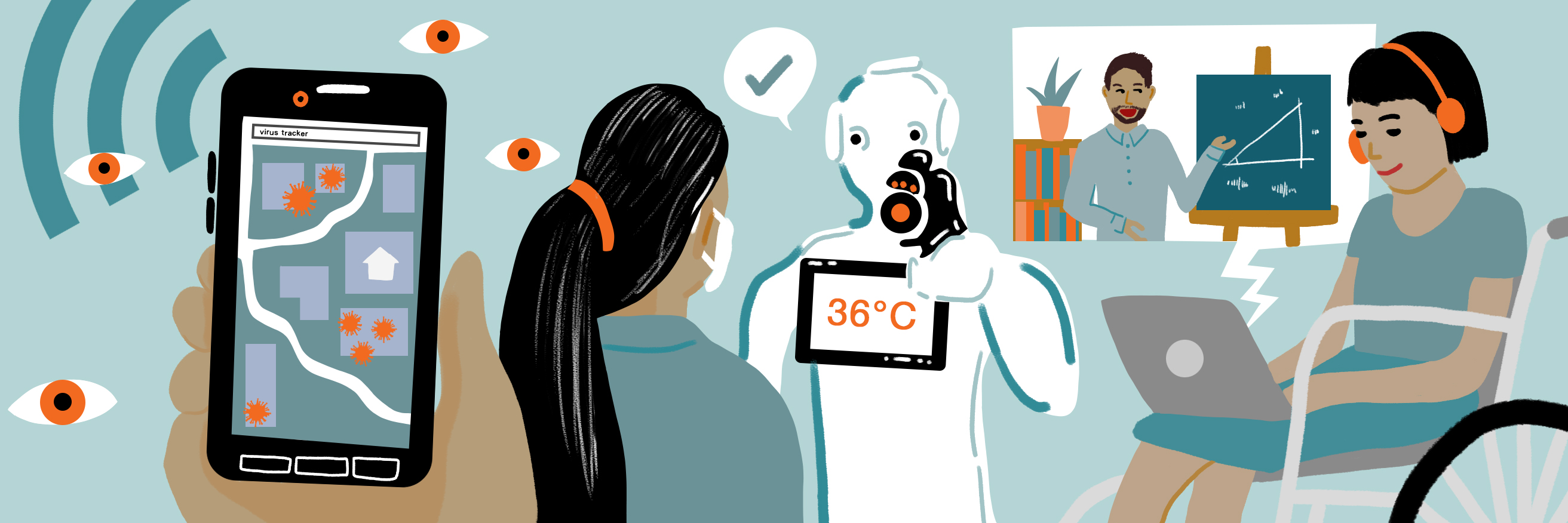 Illustration of Tech and Covid19