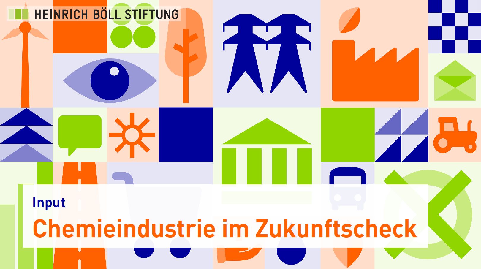 Illustration mit der Aufschrift "Input Chemieindustrie im Zukunftscheck