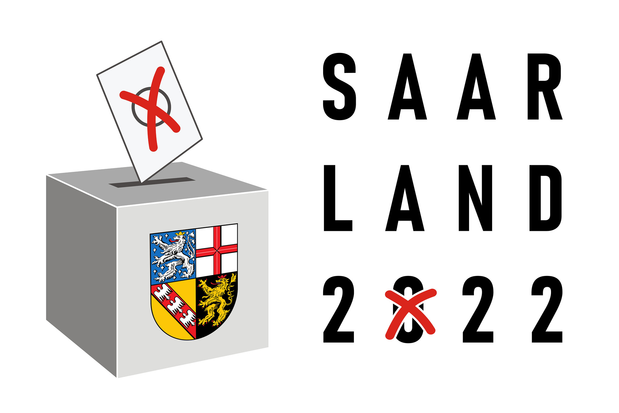 Wahlurne mit Text: Saarland 2022 Landtagswahl Saarland 2022