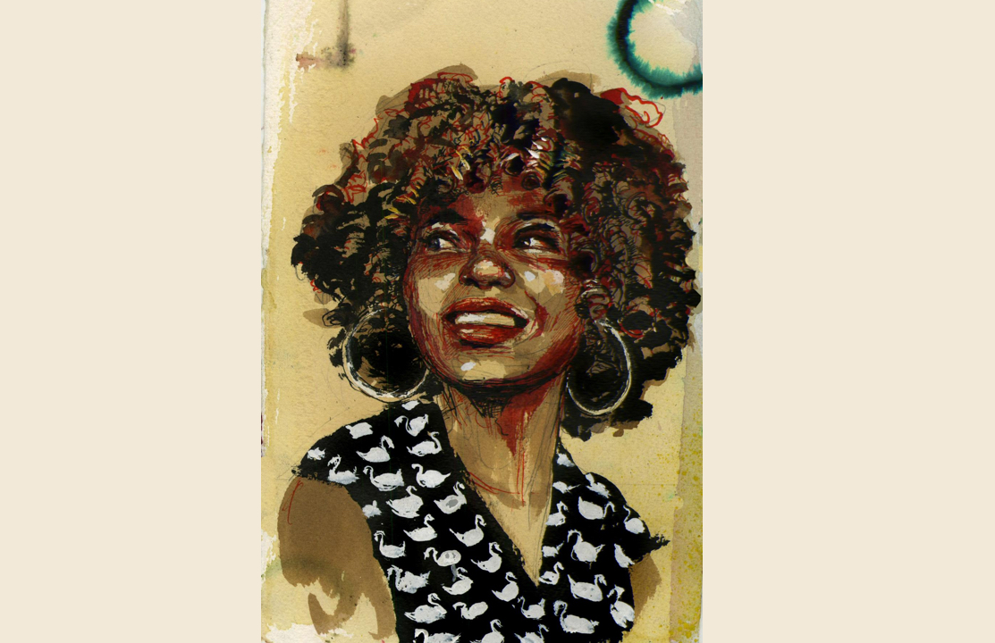 Hilda Flavia Nakabuye Aquarell-Portrait von Hilda Flavia Nakabuye