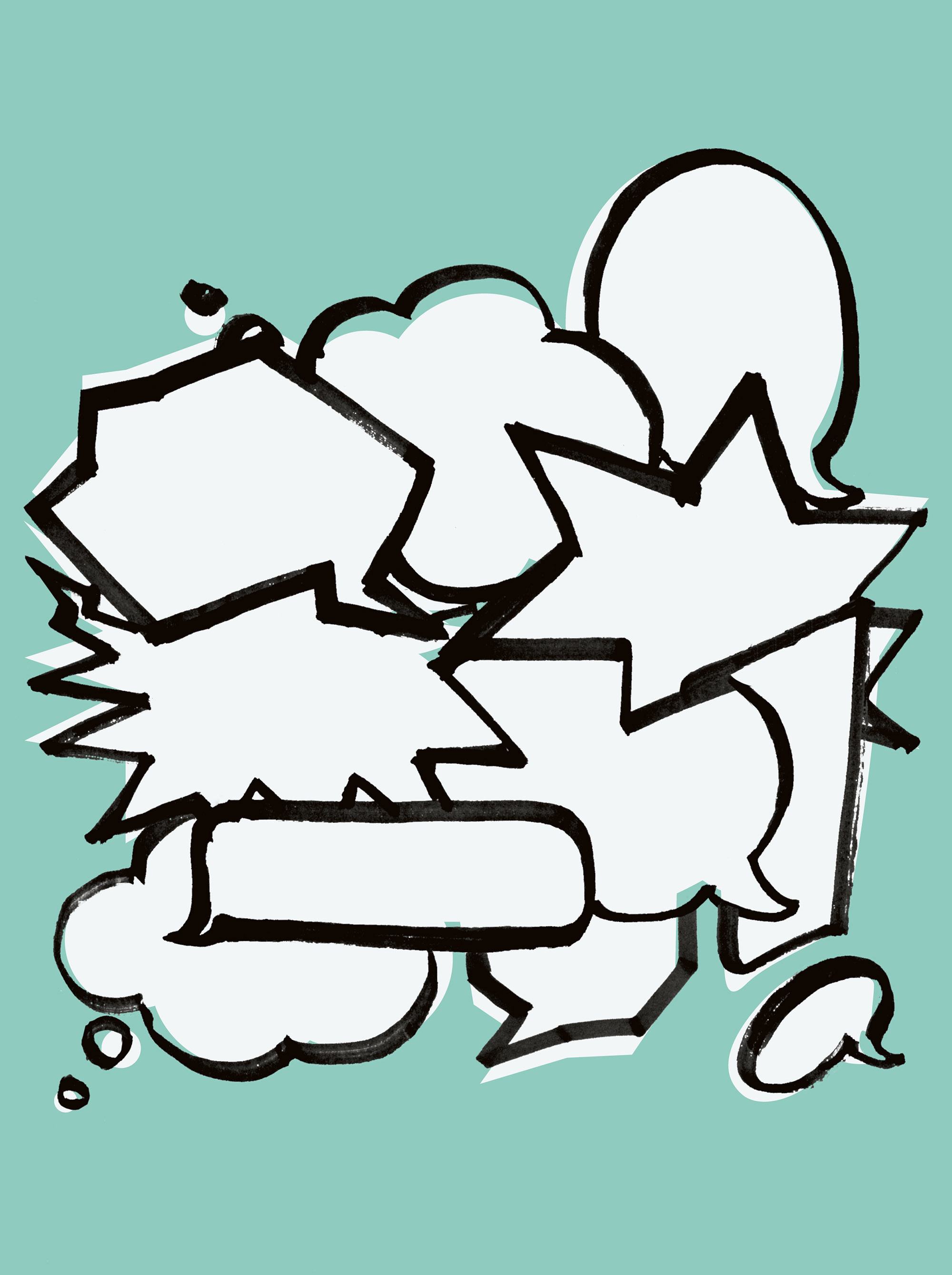 Sprechblasen vor grünem Hintergrund