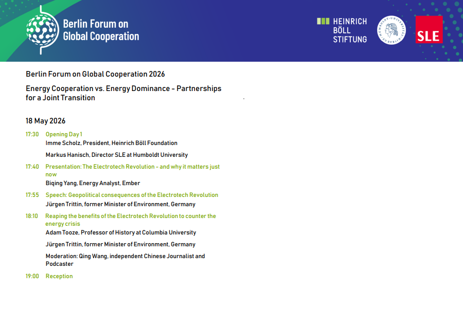 Programm des Berlin Forum on Global Cooperation 2026