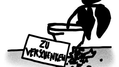 Böll.Thema Verantwortung: Illustration einer Pflanze mit "zu verschenken" Schild