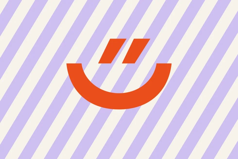 Logo - Ehrentag - lila gestreifter Untergrund mit rotem Smilegesicht