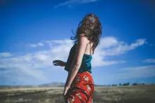 A woman on a field in Yerevan, Armenia