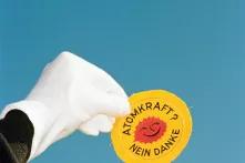 Sticker mit der Aufschrift "Atomkraft? Nein Danke"