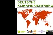 Weltkarte in Rot, darunter die Logos von Oxfam, Brot für die Welt, Care, Germanwatch und Heinrich-Böll-Stiftung
