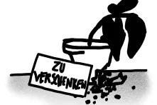 Böll.Thema Verantwortung: Illustration einer Pflanze mit "zu verschenken" Schild