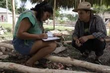 Woman and man in rural area