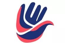 Logo Jornada de Derechos Humanos A.C. : Open hand in blue & red