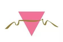Logo of triangle project (pink triangle with green tape)