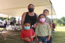 Woman with her three children