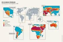 Etwa 3 Milliarden Menschen weltweit leben in Trockengebieten, von denen 70 Prozent in Asien und Afrika liegen