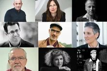 Collage: Neun Porträtfotos von Autor*innen - „Alles anders – Deutsch-Israelische Literaturtage 19. & 22. Juni 2025“.