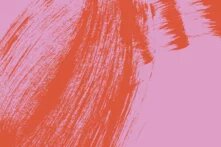 Breite, geschwungene Pinselstriche in Rot auf rosa Hintergrund, teils quer und überlappend verlaufend.