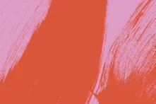 Breite, geschwungene Pinselstriche in Rot auf rosa Hintergrund, teils quer und überlappend verlaufend.