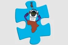 Illustration: Der afrikanische Kontinent hält eine Schuldenstatistik hoch.
