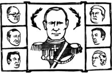 Illustration von Putin und anderen 