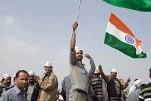 Patriotic auto-rickshaw drivers supprting the AAP during the state elections