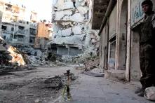 Zerstörter Straßenzug in Aleppo