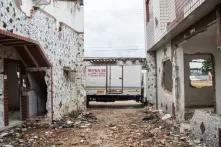 Urban demolition works in the streets of Recife paving the ground for the construction of a new stadium and a real estate mega-project "World Cup Village"