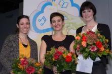 Reportagepreis-Gewinnerinnen 2015 Elisabeth Winter, Nora Burgard-Arp, Anke Dankers (von links)