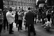 A demonstration opposite Downing Street in September 2013, to protest Vladimir Putin's signing into law the prohibition of 'promotion' of homosexuality in Russia. 