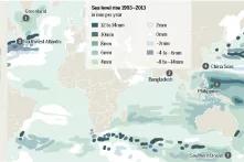 Infographic from the Ocean Atlas – Global Variations – The Rising Sea Level and Surface Warming