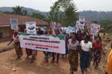 Women of the Ekuri community protest against the superhighway