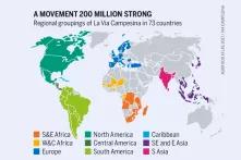 Infographic from the Agrifood Atlas 2017 – A movement 200 million strong. Regional groupings of La Via Campesina in 73 countries
