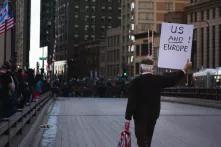 Demonstrant beim Million-Woman March in Downtown Chicago