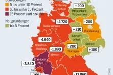Agraratlas 2019 - Infografik - Rückgang landwirtschaftlicher Betriebe nach Bundesländern