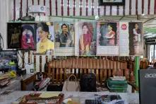 Cashier counter of a restaurant along Insein Road, Yangon