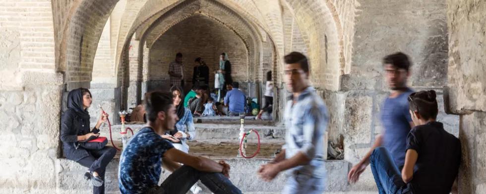 Iranian Youngsters gathering under Si o Seh Pol Bridge