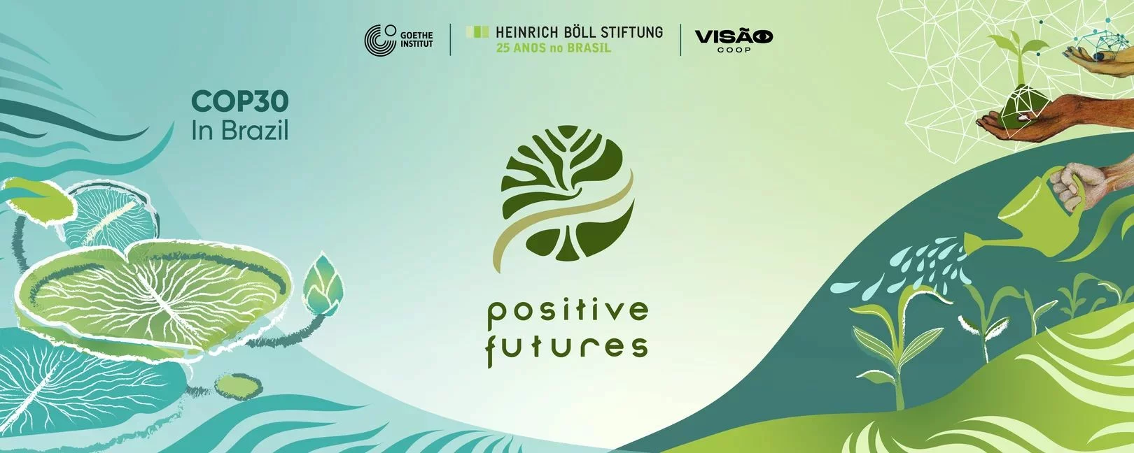 Graphic with plants, watering can, and hands; text: 