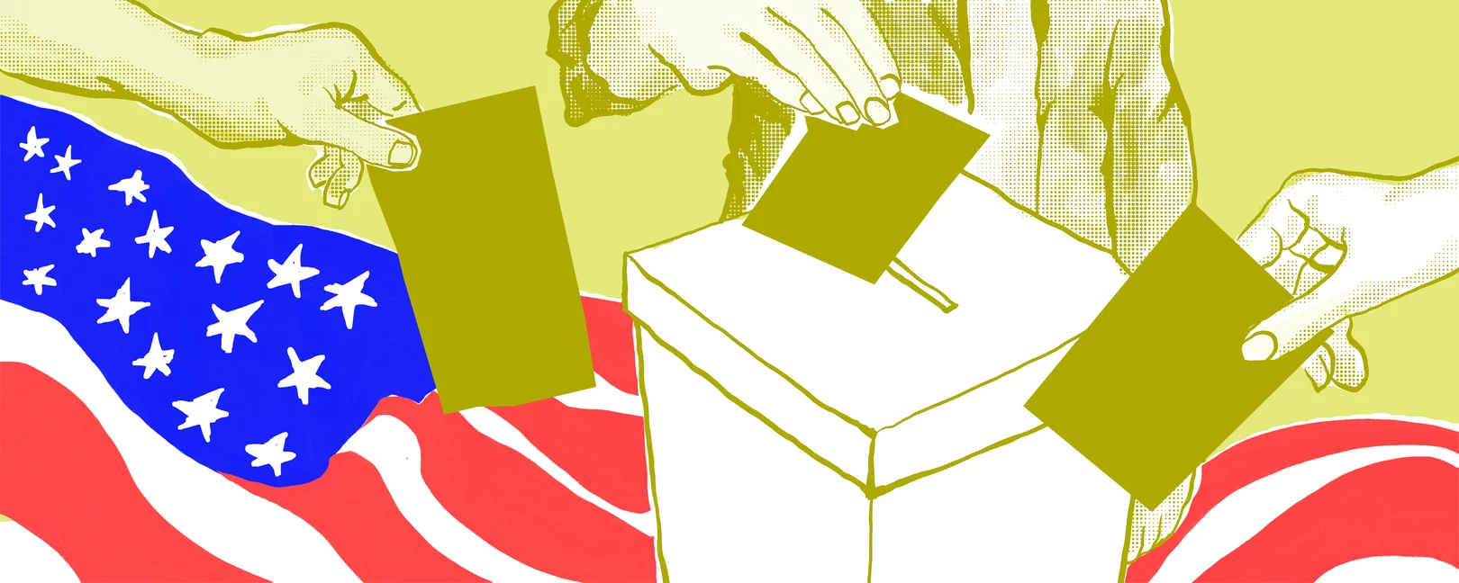 Wahlzettel werden in eine Wahlurne geworfen.