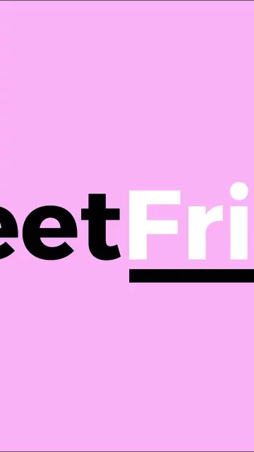 Logo mit Text „MeetFrida“, „Meet“ in Schwarz, „Frida“ in Weiß mit schwarzem Unterstrich, Hintergrund rosa
