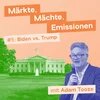 Adam Tooze hält ein Mikrofon, im Hintergrund ein gerodeter Wald mit Baumstämmen und Maschinen. Text: "Märkte, Mächte, Emissionen #6: Kolumbien & Brasilien".