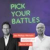 Foto mit der Aufschrift „Pick Your Battles“. Jan Philipp Albrecht diskutiert mit Bernd Ulrich.