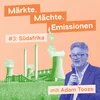 Adam Tooze spricht vor einem Mikrofon, im Hintergrund ein Kraftwerk. Text: „Märkte, Mächte, Emissionen #3: Südafrika mit Adam Tooze“.
