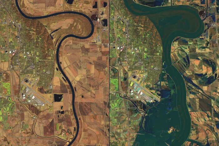 Historic floods have inundated Nebraska Historische Überschwemmungen in Iowa
