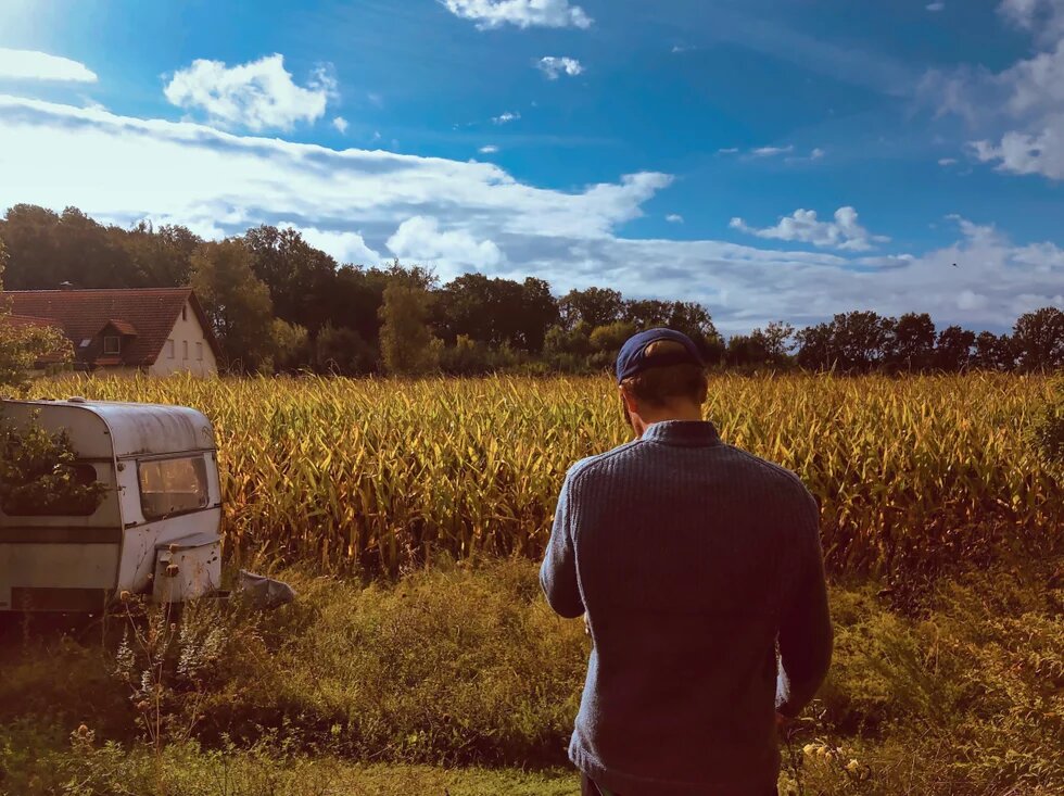 Götzin 2020 Mann steht for einem Kornfeld