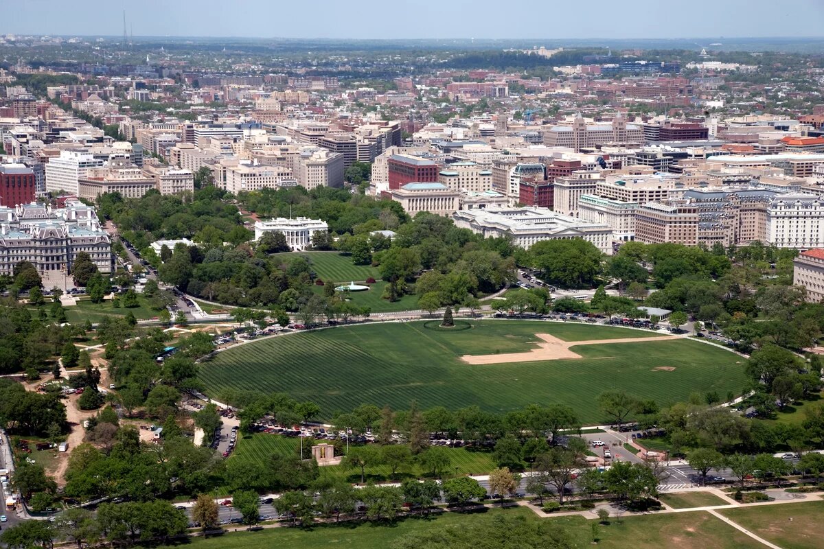 Luftaufnahme des Weißen Hauses in Washington Luftaufnahme des Weißen Hauses