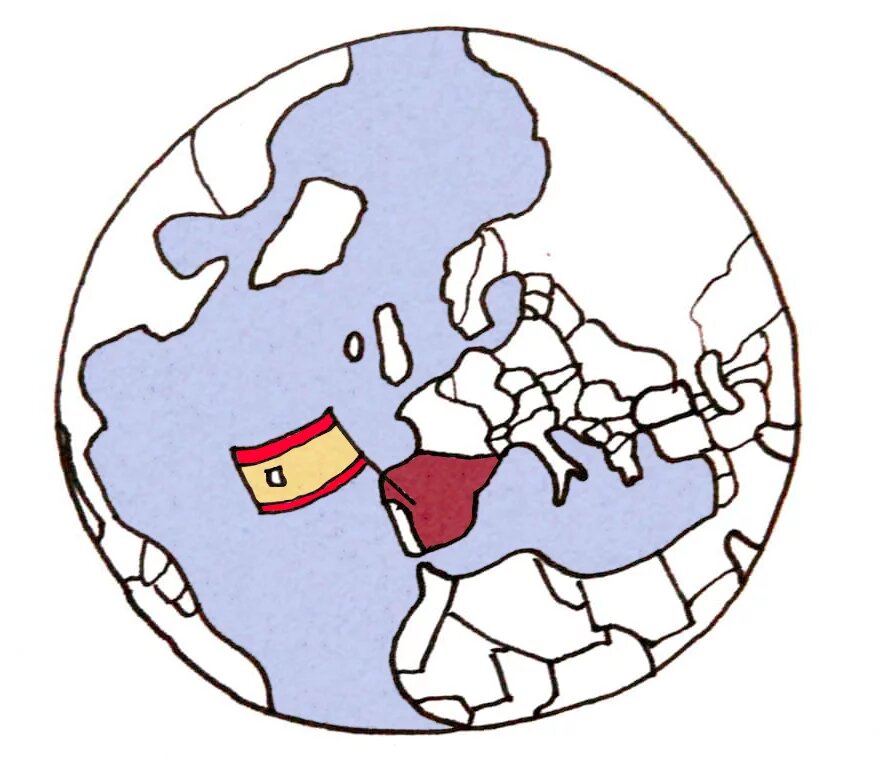 Weltkugel mit Fahne Spanien
