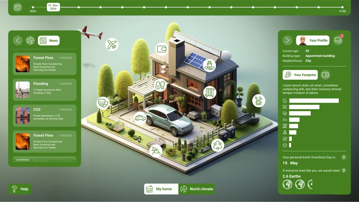 Haupt-Screen der Climate Time Machine