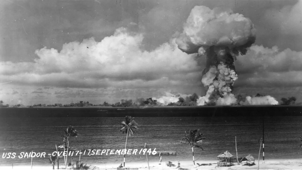 Nuclear test at Bikini Atoll, 17th September 1946. Nuclear explosion at Bikini Atoll,1946.