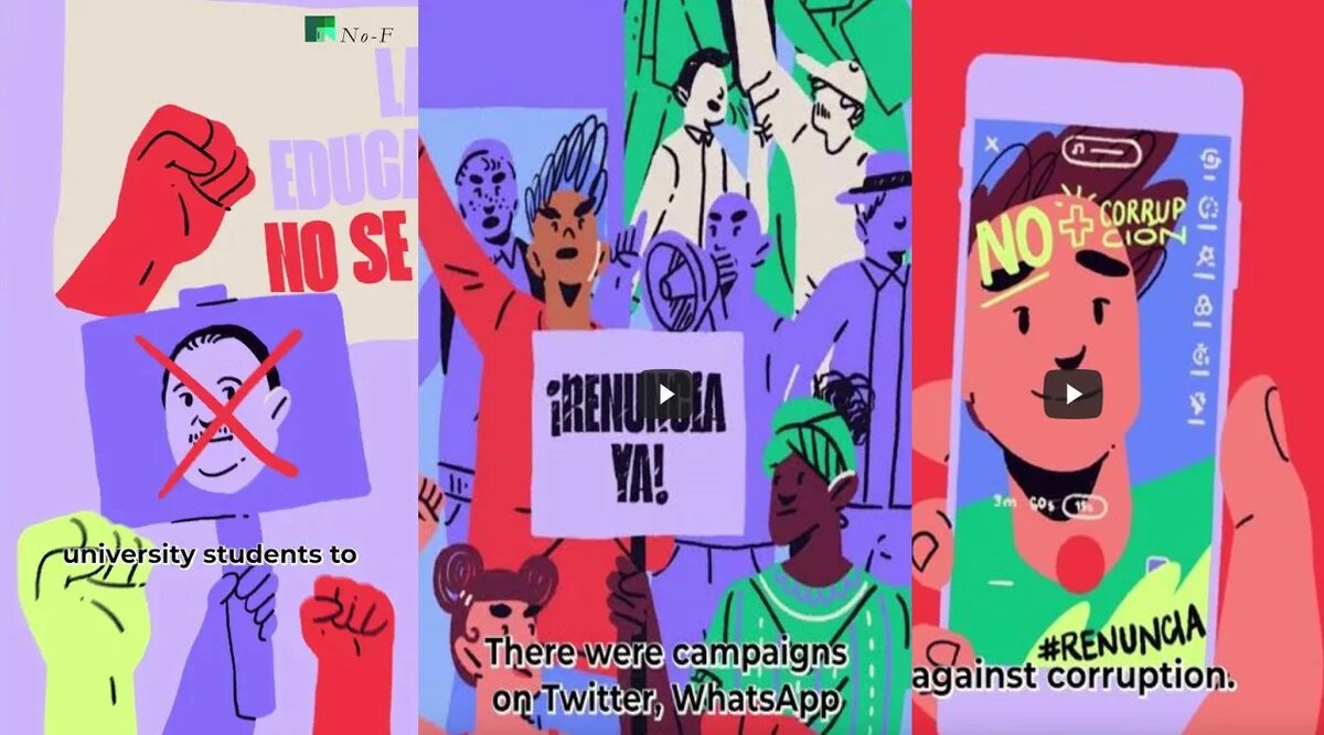 Collage of three animated videos