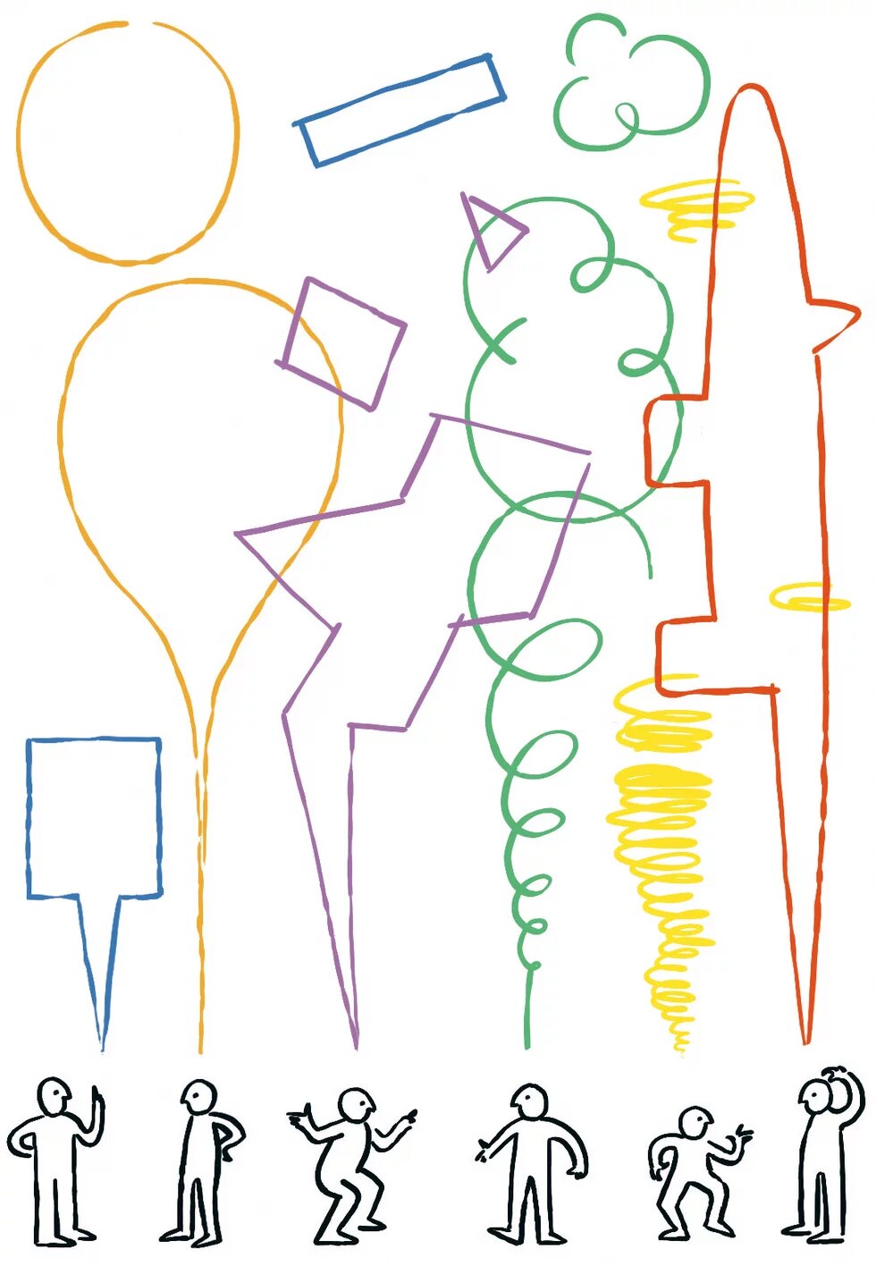 Illustration: Menschen mit verschiedenartigen Sprechblasen